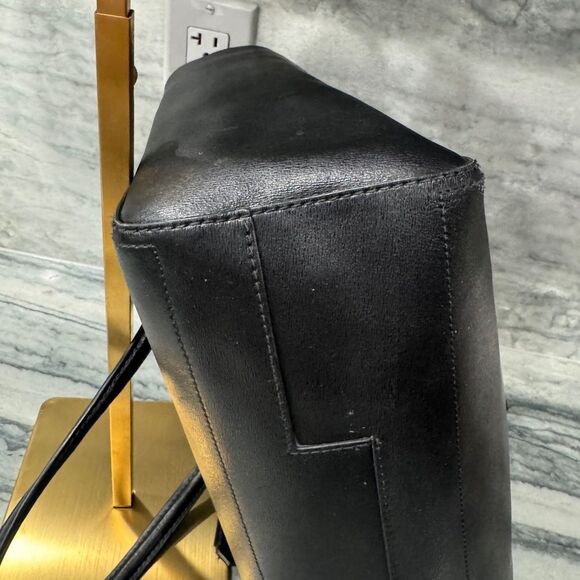 Tory Burch Robinson Black Leather Tote Bag - Picture 3 of 16